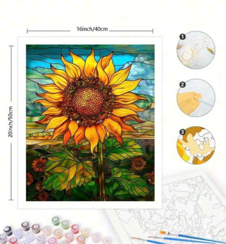 Paint by Numbers: Glass-Stained Sunflower