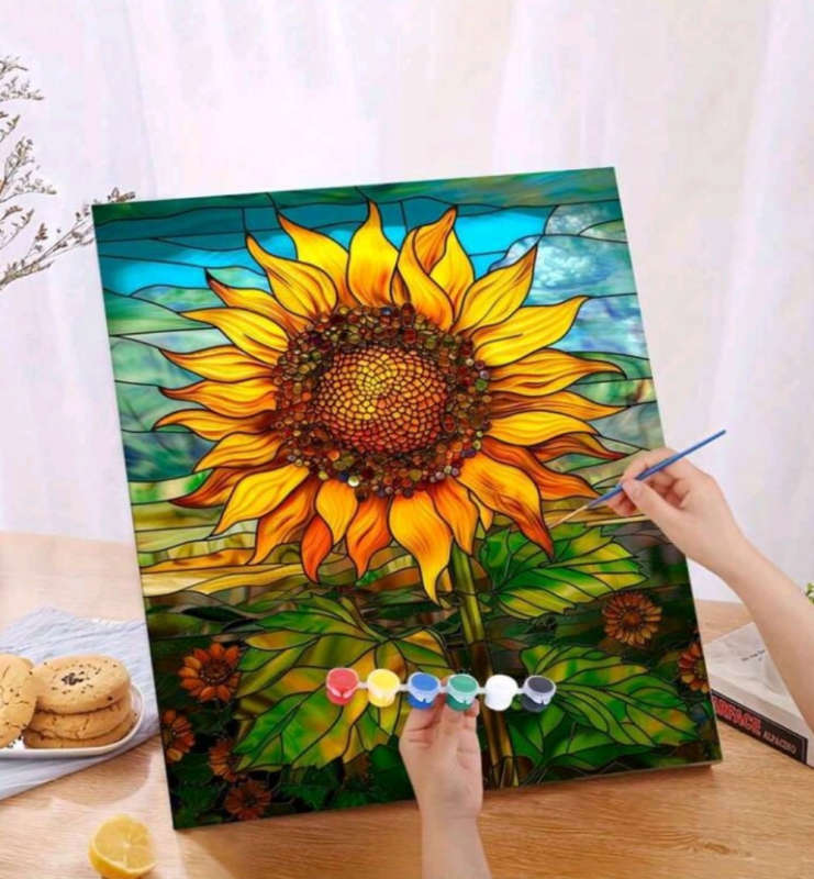 Paint by Numbers: Glass-Stained Sunflower