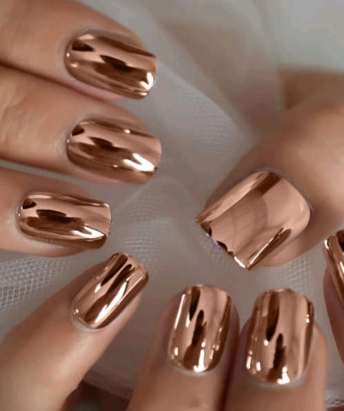 24pc Champagne Mirror Effect Fake Nails