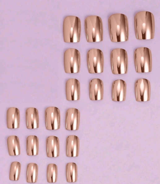 24pc Champagne Mirror Effect Fake Nails