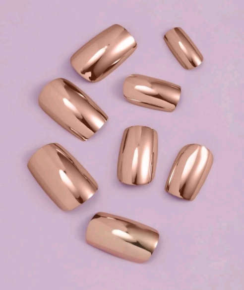 24pc Champagne Mirror Effect Fake Nails