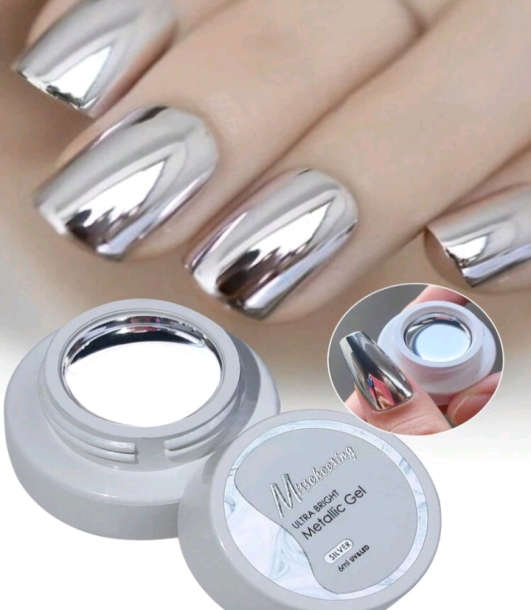 Metallic Silver Nail Gel