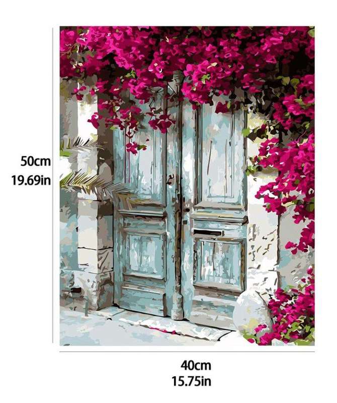 Paint by Numbers: Doors with Pink Flowers