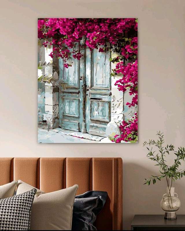 Paint by Numbers: Doors with Pink Flowers
