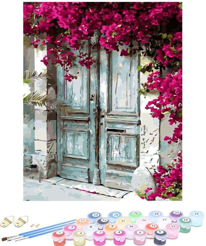 Paint by Numbers: Doors with Pink Flowers