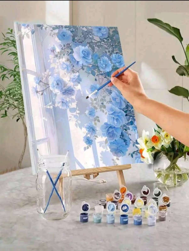 Paint by Numbers: Serene Blue Blooms