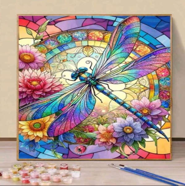 Paint by Numbers: Stained Glass Dragonfly
