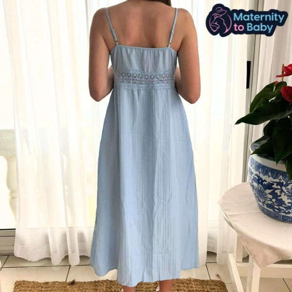 Solid Colour (Blue) Maternity Dress
