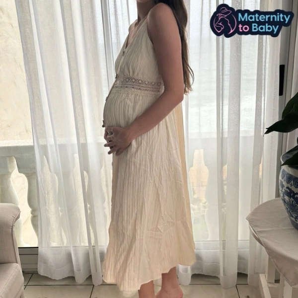 Solid Colour (Cream) Maternity Dress