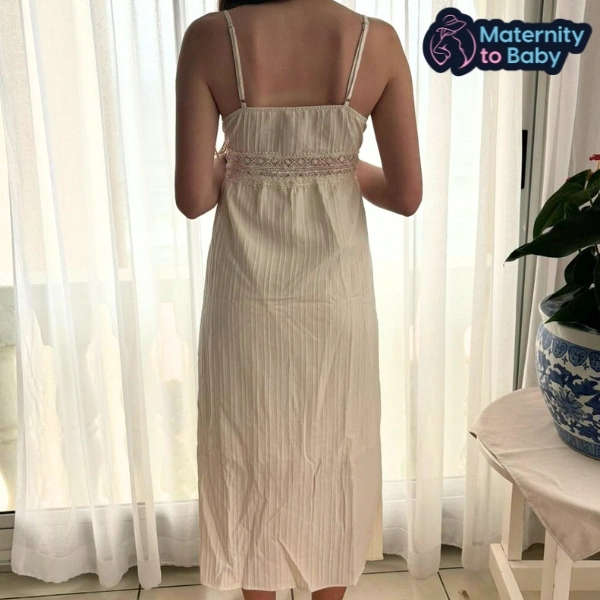 Solid Colour (Cream) Maternity Dress