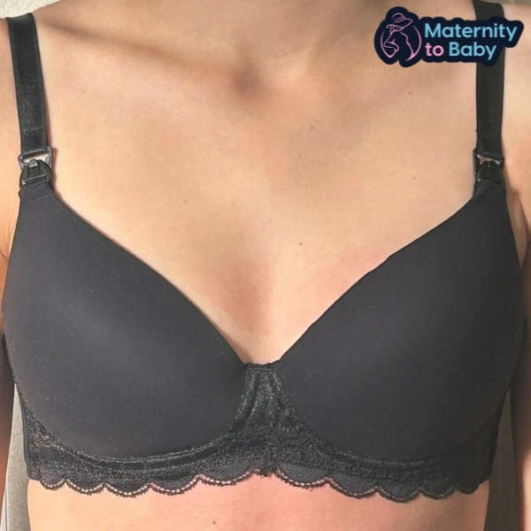 Black Lace Trim Underwire Maternity Bra
