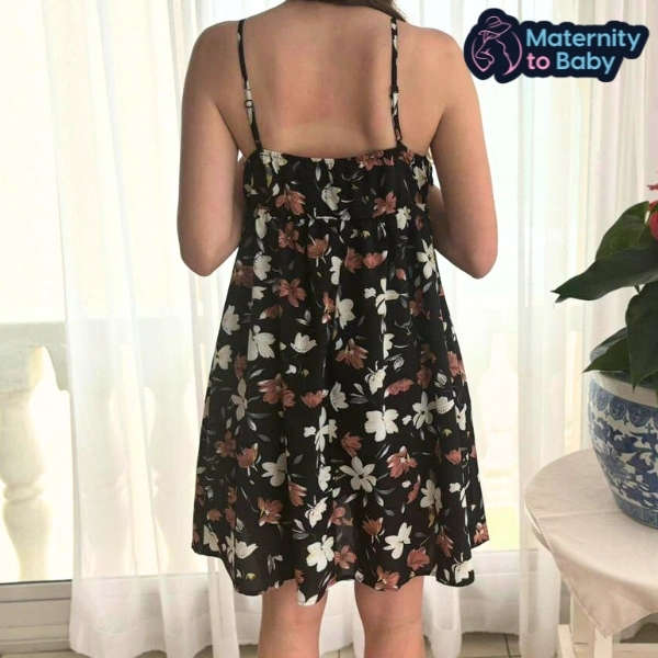 Dark Casual Floral Print Maternity Dress