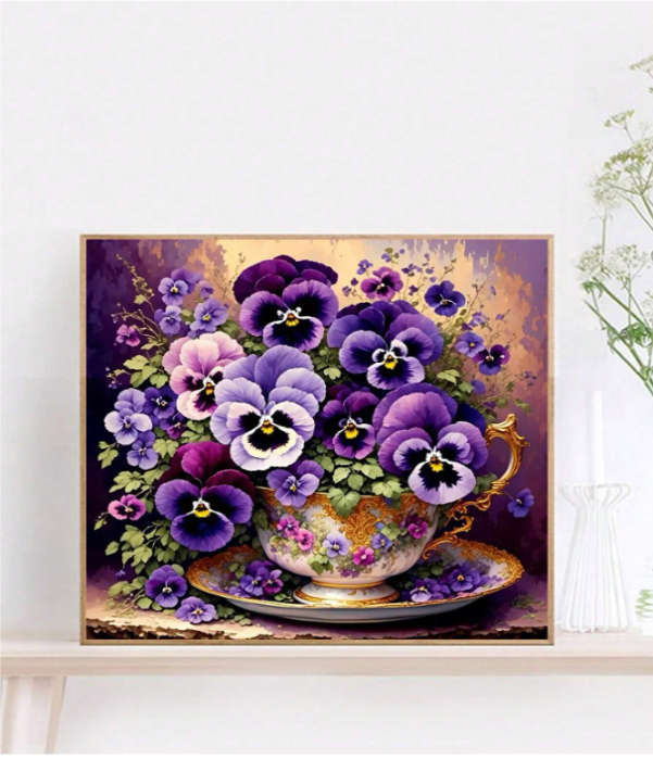 Cross-Stitching: Cup of Flowers