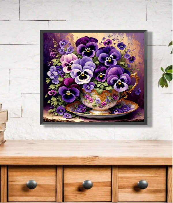 Cross-Stitching: Cup of Flowers