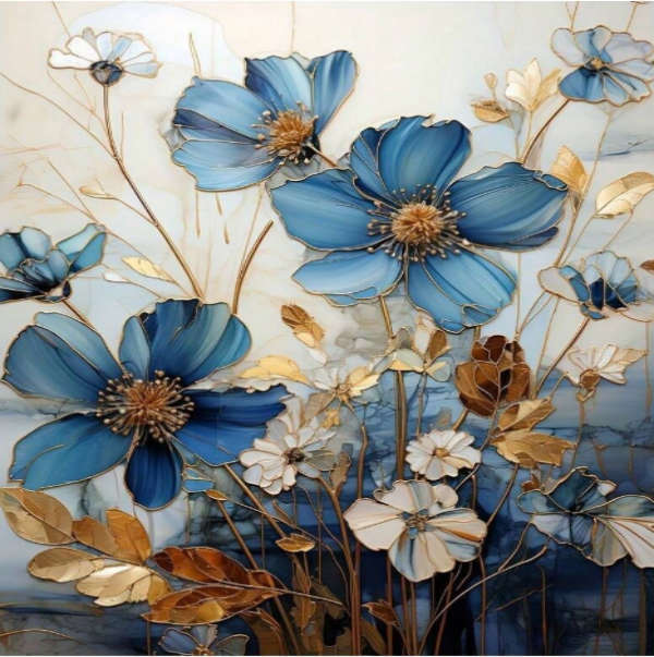 Diamond Dotting:  Blue Cosmos