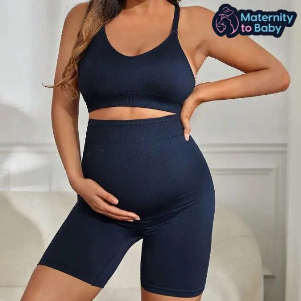 Navy Blue Top and Short Maternity Wear