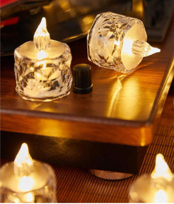 24 Transparent Crystal LED Candles