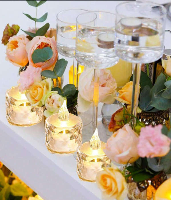 24 Transparent Crystal LED Candles