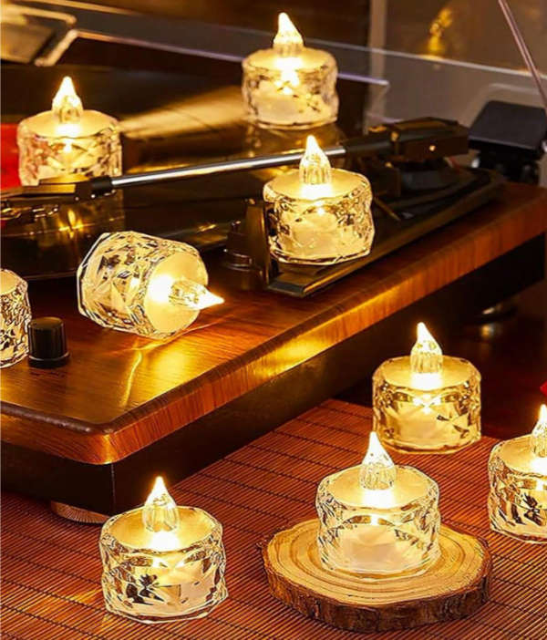24 Transparent Crystal LED Candles