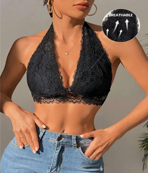 Floral Lace Halter Bra
