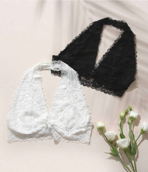 Floral Lace Halter Bra