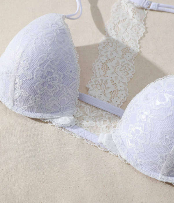 White Lace Halter Neck Bra