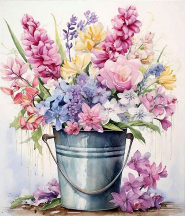 Diamond Dotting: Bucket of Flowers