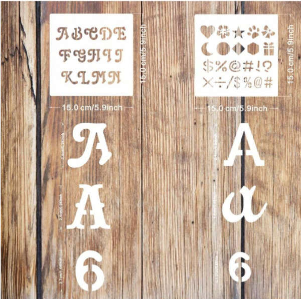 PVC Stencil: 12pcs Calligraphy Letter Template
