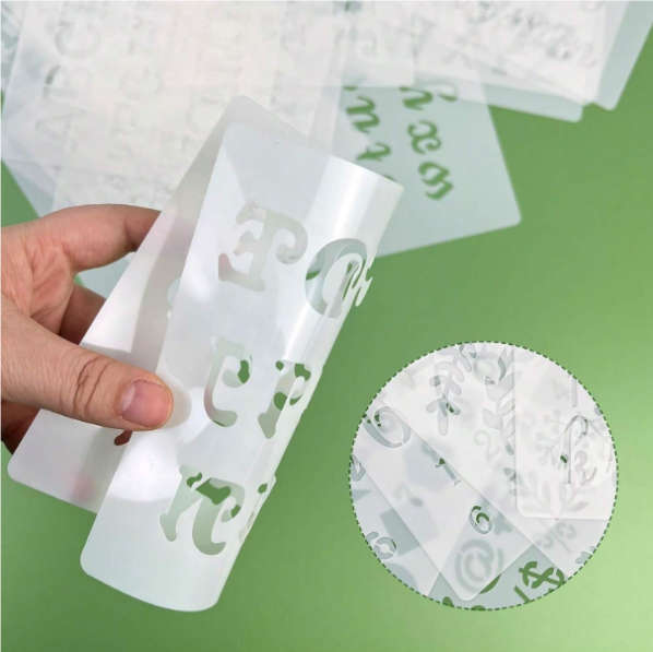 PVC Stencil: 12pcs Calligraphy Letter Template
