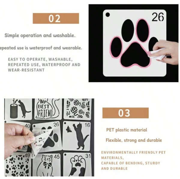 PVC Stencil: 64pcs Cat-Themed Stencil