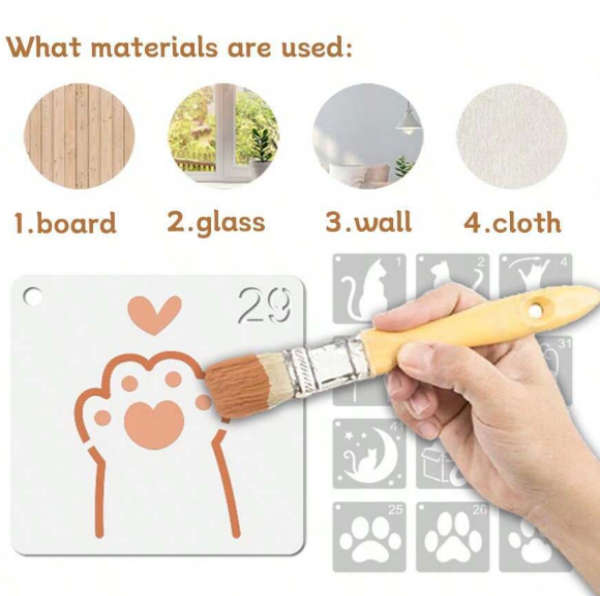 PVC Stencil: 64pcs Cat-Themed Stencil