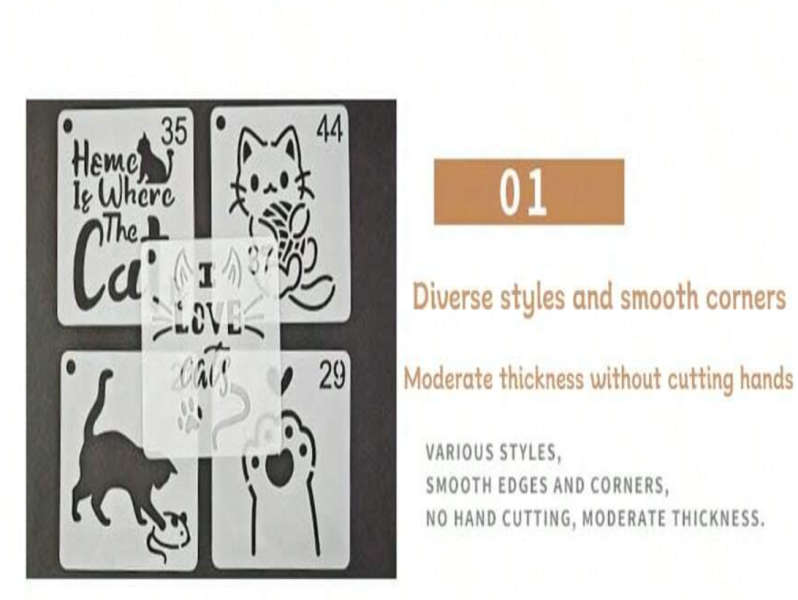 PVC Stencil: 64pcs Cat-Themed Stencil