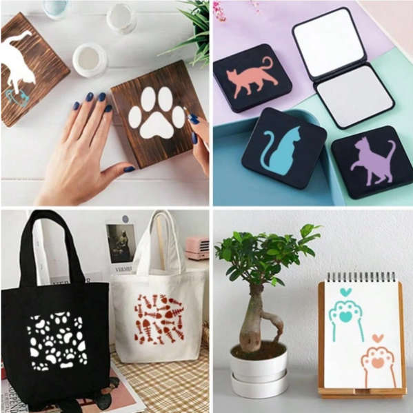 PVC Stencil: 64pcs Cat-Themed Stencil