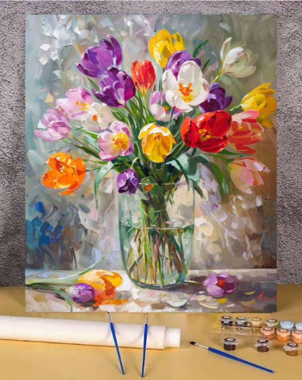 Paint by Numbers: Colourful Flowers in a Jar