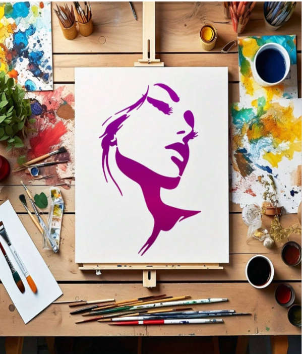 PVC Stencil: 4pc Female Face Silhouette