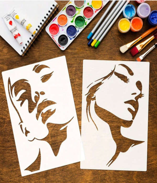 PVC Stencil: 4pc Female Face Silhouette