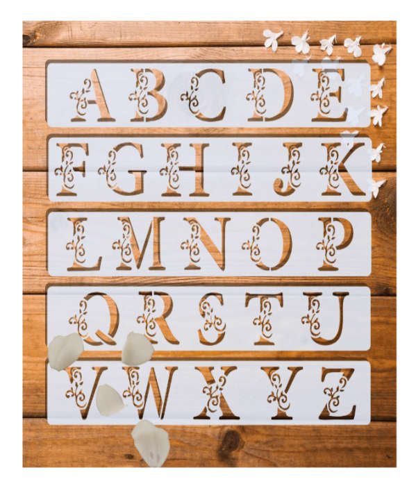 PVC Stencil: 5pc Floral Alphabets