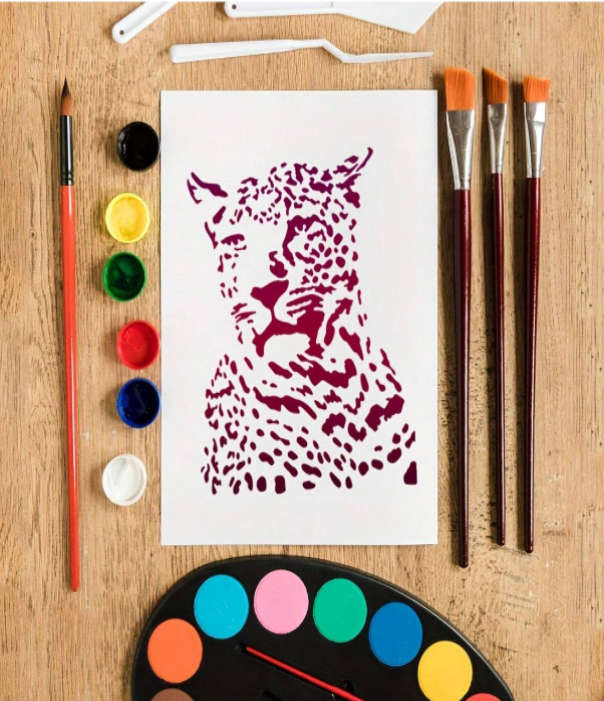 PVC Stencil: 1pc Leopard Head