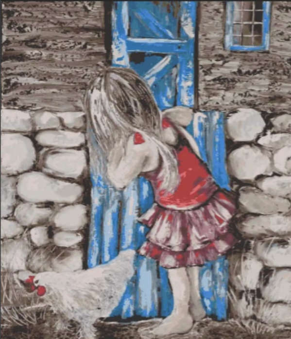 Paint by Numbers: Little Girl and Feathered Friend