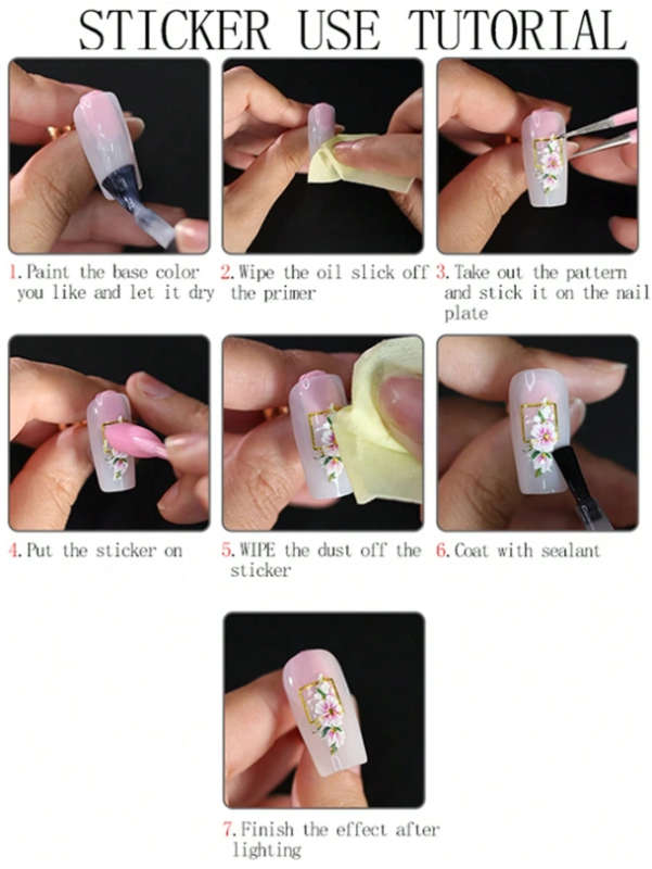 2pcs 5D Colourful Flowers Nail Art Stickers