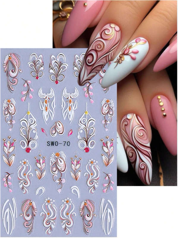 2pcs 5D Flower Nail Art Stickers