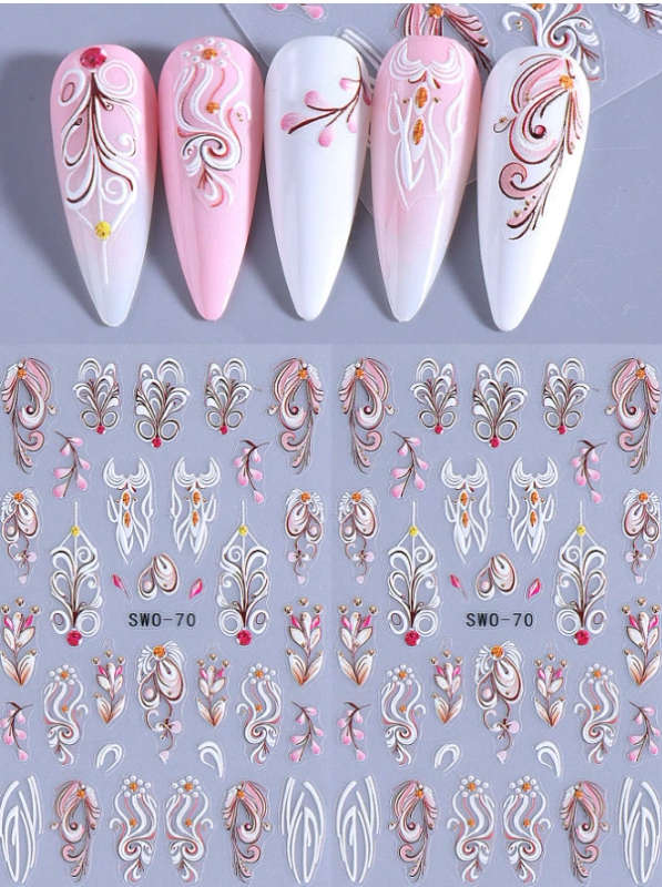 2pcs 5D Flower Nail Art Stickers