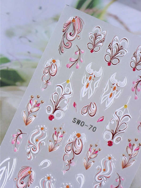 2pcs 5D Flower Nail Art Stickers