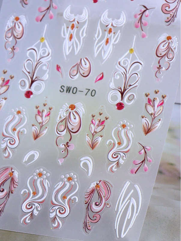 2pcs 5D Flower Nail Art Stickers