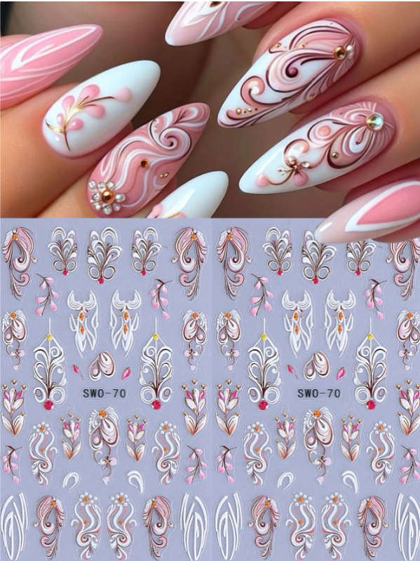 2pcs 5D Flower Nail Art Stickers