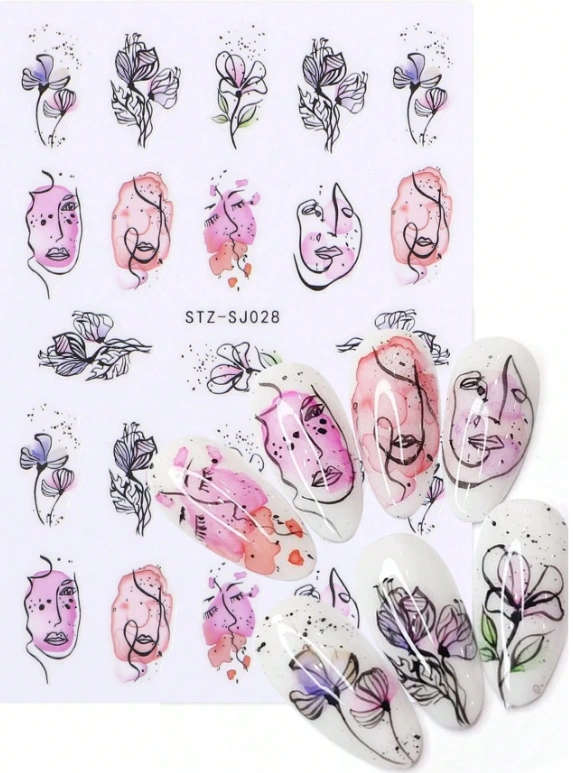 2-Sheet Abstract Art Nail Art Stickers