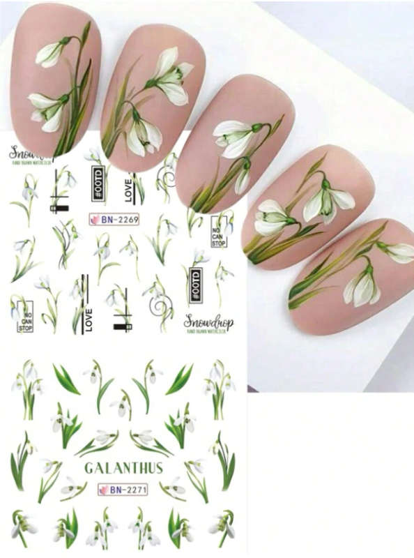 12 Styles Tulip Flower Nail Art Stickers