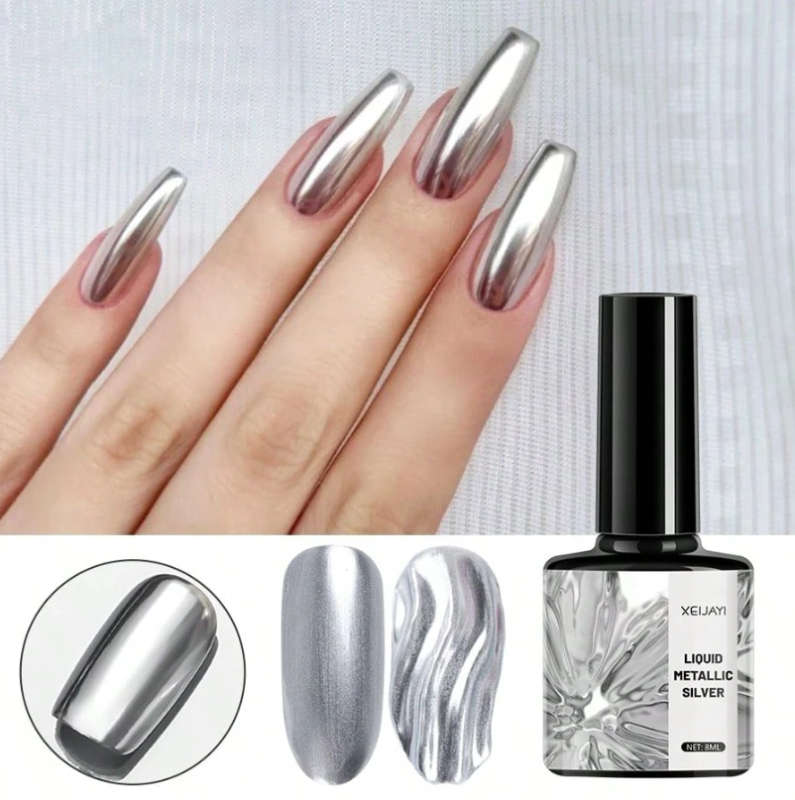 XEIJAYI Liquid Metallic Silver Gel Nail Polish