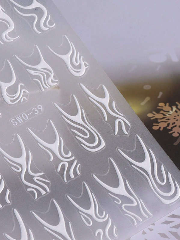 2pc White Swirl Lines Nail Art Stickers