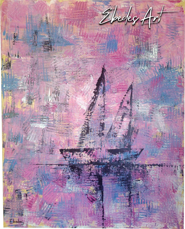 Abstract Yachts at Sunset by West Coast Artist
